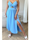 LIGHT BLUE - 'JASMINE DRESS' - SUMMER SPLIT MAXI DRESS