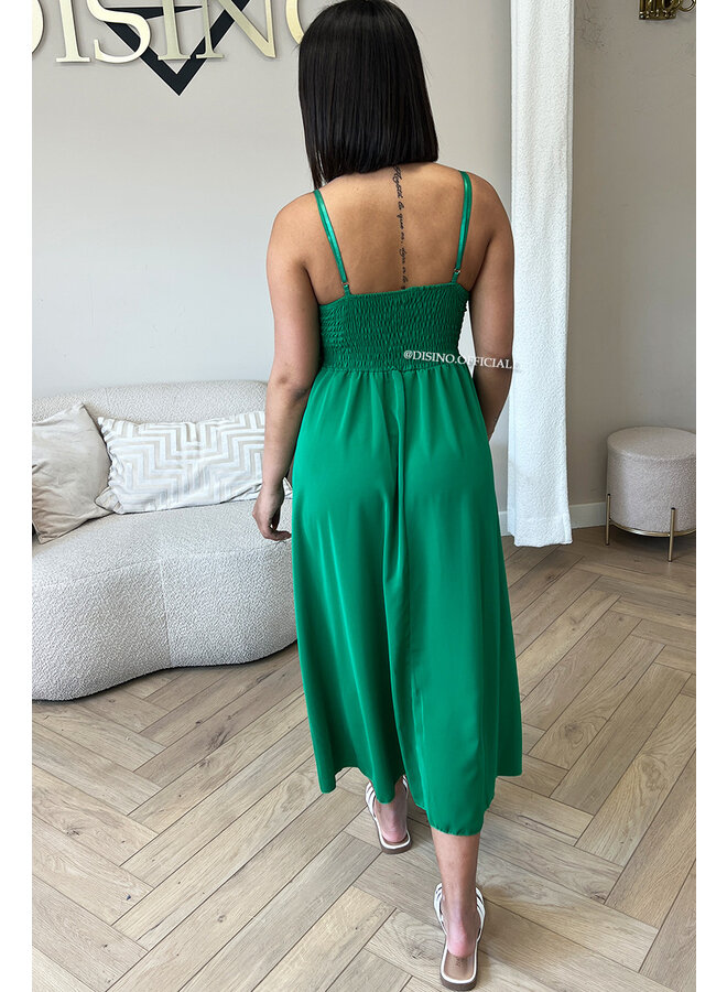 GREEN - 'JASMINE DRESS' - SUMMER SPLIT MAXI DRESS