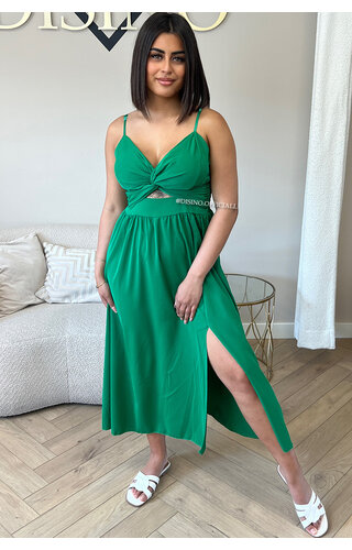 GREEN - 'JASMINE DRESS' - SUMMER SPLIT MAXI DRESS 