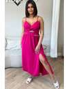 FUCHSIA - 'JASMINE DRESS' - SUMMER SPLIT MAXI DRESS