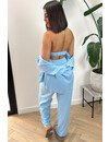 LIGHT BLUE - 'SIENNA LONG' - LINNEN 3 PIECE PANTS + BLOUSE SET