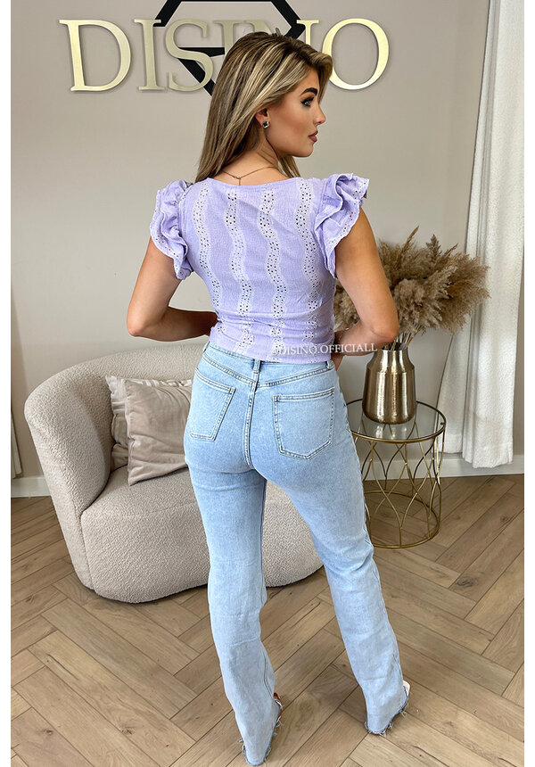 LILA - 'IRIS TOP' - CUTE BRODERIE RUFFLE CROP TOP