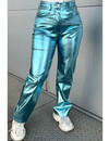 BLUE - 'SELENA PANTS' - INSPIRED METALLIC STRAIGHT LEG PANTS