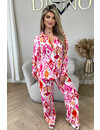 PINK - 'AMBER SET' - COLORFULL BLOUSE + PANTS TWO PIECE SET