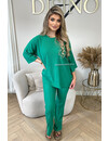 GREEN - 'MILEY SET' - COMFY STRETCH OVERSIZED TEE + PANTS SET