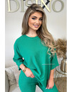 GREEN - 'MILEY SET' - COMFY STRETCH OVERSIZED TEE + PANTS SET