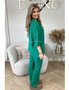 GREEN - 'MILEY SET' - COMFY STRETCH OVERSIZED TEE + PANTS SET