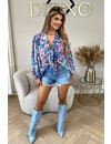 BLUE - 'FLEUR BLOUSE' - FLORAL KNOT BLOUSE