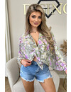 OLIVE GREEN - 'FLEUR BLOUSE' - FLORAL KNOT BLOUSE