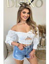 WHITE - 'CARLA' - BRODERIE CROPPED TOP