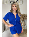 ROYAL BLUE - 'JAMILLA SHORT' - WAFFLE QUALITY SHORT + BLOUSE SET