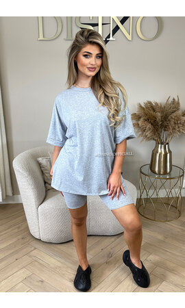 GREY - 'ROMY SET' - PREMIUM QUALITY OVERSIZED TEE + SHORT CYCLE SET