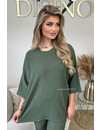 KHAKI GREEN - 'MILEY SET' - COMFY STRETCH OVERSIZED TEE + PANTS SET