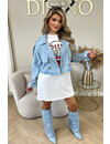 BLUE - 'CASEY DENIM' - INSPIRED CROPPED DENIM TRENCH COAT