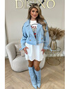 BLUE - 'CASEY DENIM' - INSPIRED CROPPED DENIM TRENCH COAT