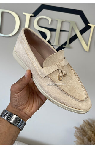 BEIGE - 'LORRO' - INSPIRED SUEDINE LOAFERS 