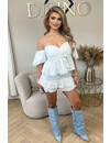 WHITE - 'VIENNA RUFFLE SET' - PREMIUM QUALITY RUFFLE TOP + SKORT SET