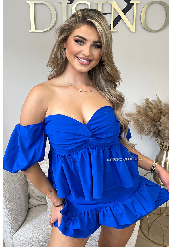 ROYAL BLUE - 'VIENNA RUFFLE SET' - PREMIUM QUALITY RUFFLE TOP + SKORT SET