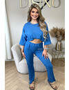 JEANS BLUE - 'MILEY SET' - COMFY STRETCH OVERSIZED TEE + PANTS SET