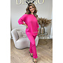 FUCHSIA - 'MILEY SET' - COMFY STRETCH OVERSIZED TEE + PANTS SET