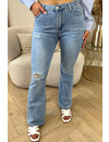 BLUE - 'JENNA' - SUPER STRETCH RIPPED FLARED JEANS