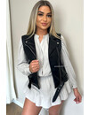 BLACK - 'BROOKLYN' - FAUX LEATHER BIKER GILET