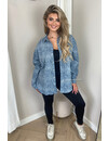 BLUE - 'GABY BLOUSE' - OVERSIZED DIAMONDS DENIM BLOUSE