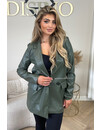 GREEN - 'MOLLY LEATHER BLAZER' - VEGAN LEATHER EXTRA OVERSIZED BOYFRIEND BLAZER