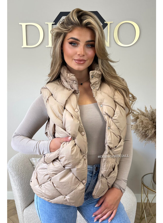 BEIGE - 'BOTTEK' - INSPIRED DESIGNER BODYWARMER
