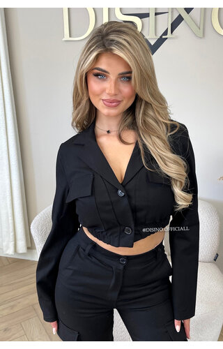 BLACK - 'PHOEBE TOP' - PREMIUM QUALITY CARGO TOP BLACK - 'PHOEBE TOP' - PREMIUM QUALITY CARGO TOP
