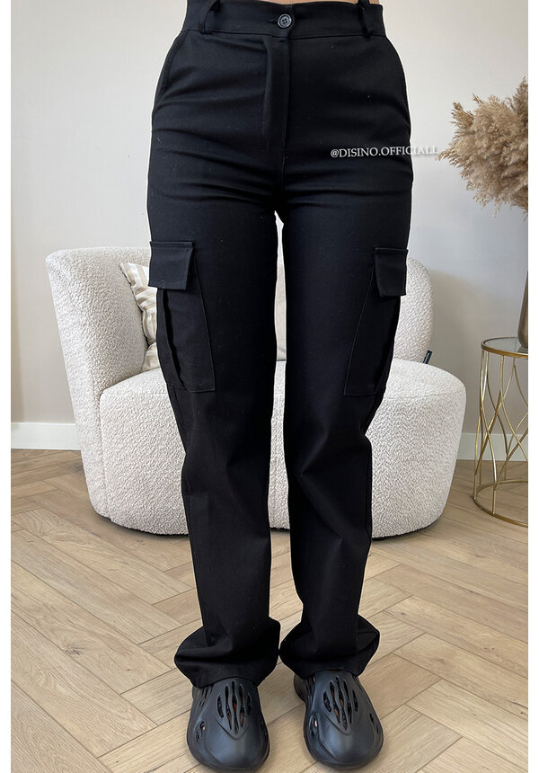 BLACK - 'PHOEBE TROUSERS' - PREMIUM QUALITY CARGO TROUSERS