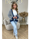 JEANS BLUE - 'NORA VEST' - COZY KNITTED BALLOON VEST CARDIGAN