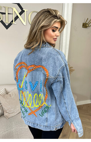 BLUE - 'LOVE HEARTS JACKET' - EXCLUSIVE STUDS DESIGNER JACKET BLUE - 'LOVE HEARTS JACKET' - EXCLUSIVE STUDS DESIGNER JACKET