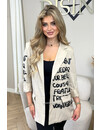 BEIGE/BLACK - 'CARMEN V2 BLAZER' - LINNEN LOOK GRAFFITI TEXT BLAZER