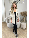 BEIGE/BLACK - 'CARMEN V2 BLAZER' - LINNEN LOOK GRAFFITI TEXT BLAZER