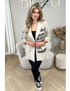 BEIGE/BLACK - 'CARMEN V2 BLAZER' - LINNEN LOOK GRAFFITI TEXT BLAZER