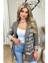 TAUPE - 'CHLOE BLAZER JACKET' - MANTEL GRAFFITI TEXT BLAZER