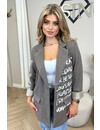 TAUPE - 'CHLOE BLAZER JACKET' - MANTEL GRAFFITI TEXT BLAZER