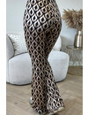 BEIGE - 'MELI' - PERFECT FIT PREMIUM QUALITY PRINTED FLARED PANTS