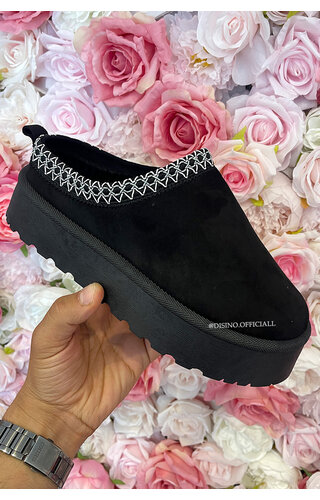 BLACK - 'TAZZMAN SLIDERS' - HIGH SOLE WARM PANTOFFELS BLACK - 'TAZZMAN SLIDERS' - HIGH SOLE WARM PANTOFFELS