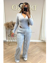 GREY - 'TYRA BODYSUIT' - HIGH CUT ZIPPER BODYSUIT