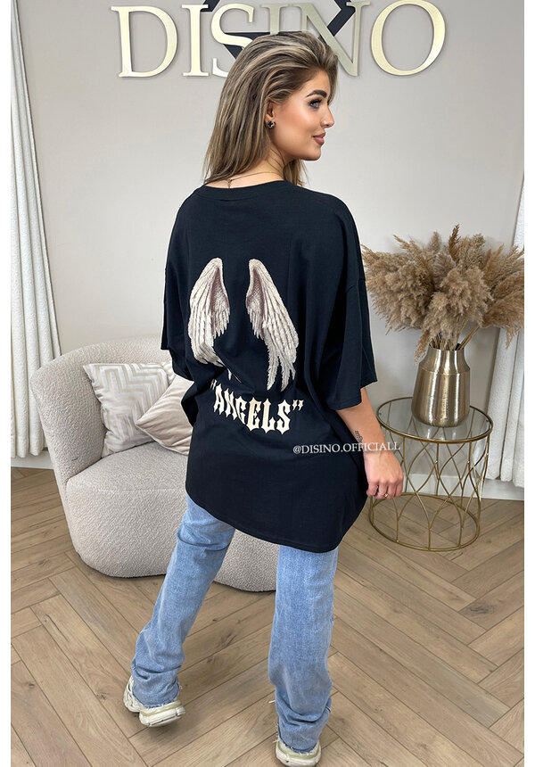 BLACK - 'ANGEL ON MY BACK'  - PREMIUM QUALITY ANGELS TEE DRESS