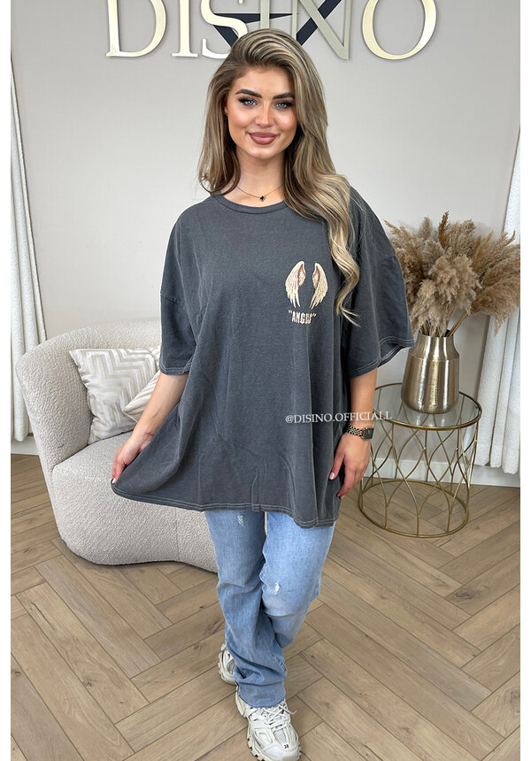 GREY - 'ANGEL ON MY BACK'  - PREMIUM QUALITY ANGELS TEE DRESS