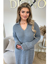 GREY - 'KNOWLESS' - PREMIUM QUALITY OVERSIZED MAXI KNITTED DRESS