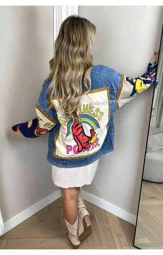 BLUE - 'HAPPINESS IN A JACKET V2' - EXCLUSIVE INSPIRED DESIGNER DENIM JACKET BLUE - 'HAPPINESS IN A JACKET V2' - EXCLUSIVE INSPIRED DESIGNER DENIM JACKET