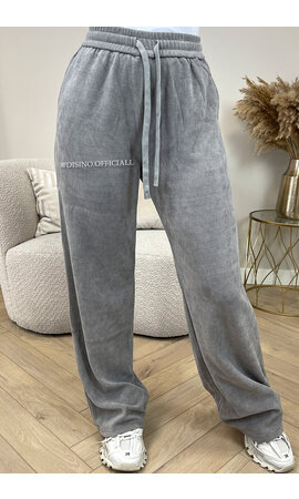 LIGHT GREY - 'CARIANN' - VELOURS PREMIUM QUALITY RIBBED JOGGERS