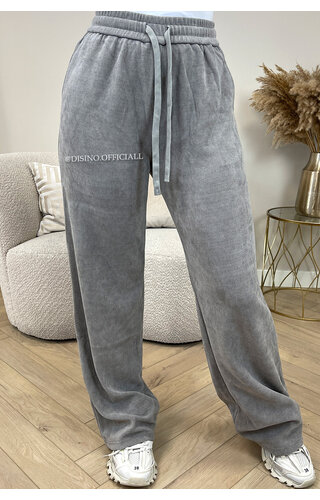 LIGHT GREY - 'CARIANN' - VELOURS PREMIUM QUALITY RIBBED JOGGERS 