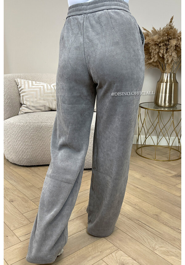 LIGHT GREY - 'CARIANN' - VELOURS PREMIUM QUALITY RIBBED JOGGERS