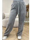 LIGHT GREY - 'CARIANN' - VELOURS PREMIUM QUALITY RIBBED JOGGERS