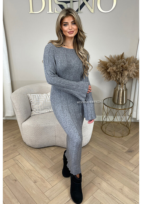 GREY - 'TANYA DRESS' - PREMIUM QUALITY SOFT TOUCH KNITTED DRESS